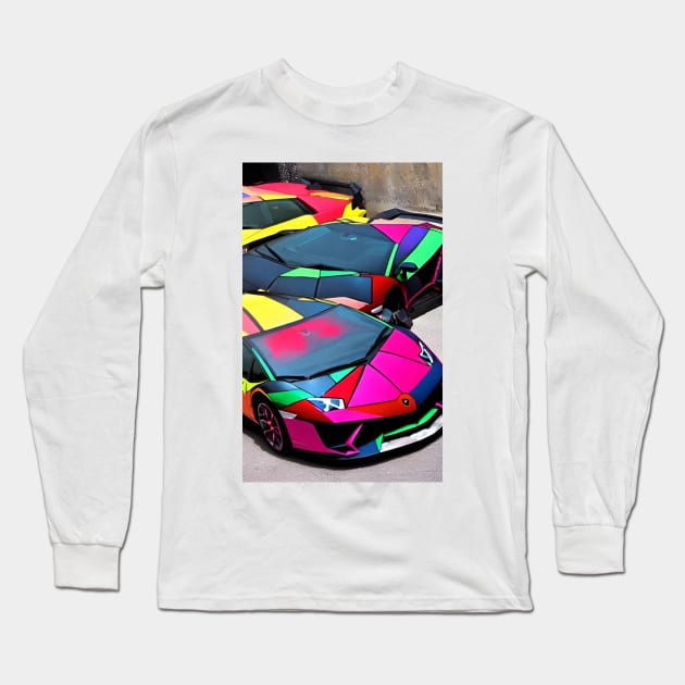 Rainbow Lambo Long Sleeve T-Shirt by BryanWhipple